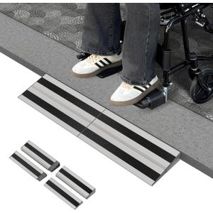2" Rise Modular Threshold Ramp for Doorways, Stable Wheelchair Ramp for Home Steps, Aluminum Door Ramp and Curb Ramp for Scooters, Power Chairs, Cars, 1100LBS Load Capacity