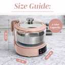 COOK WITH COLOR 3L Glass Mini Low Carb Rice Cooker Holds 2 Cups Raw/Makes 6 Cups Cooked with Auto Lift Filter Basket, Hotpot & Steamer for Rice, Grains, Digital Panel with Keep Warm, Dusty Rose