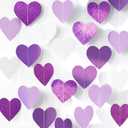 GCQQ Purple Heart Garland - 52Ft/16M Purple and White Lavender Party Decorations 4 Packs Glitter Hanging Heart Streamers for Birthday Wedding Baby Bridal Shower Bachelorette Party Backdrop Dcor