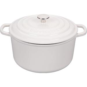 Enameled Cast Iron Dutch Oven Pot with Lid, for Sourdough Bread Baking, Round Dutch Ovens, 6 Quart, White