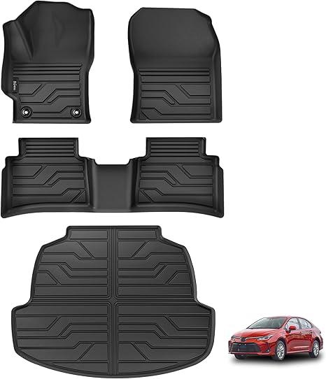 KARPAL Floor Mats Fit for Toyota Corolla 2020-2026 Sedan/Sedan Hybrid (Not for Hatchback and Cross), Custom Fit All Weather TPE Floor Liners, 1st & 2nd Row & Cargo Liner, Corolla Accessories