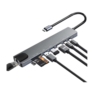 USB C Hub Multiport Adapter, 8 in 1 USBC Dongle with 4K HDMI, RJ45 Ethernet, 100W PD Charging, USB 3.0, SD/TF Card Reader, USB-C Docking Station for MacBook Pro/Air, Dell, HP and Other Type C Devices