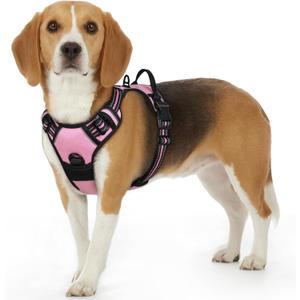 Eagloo Dog Harness Small Sized Dog, No Pull Service Vest with Reflective Strips and Control Handle, Adjustable and Comfortable for Walking, No Choke Pet Harness with 2 Metal Rings, Pink, S