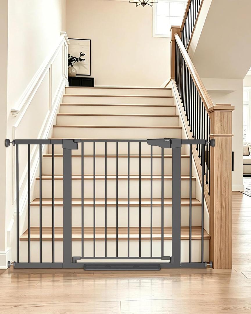 Cumbor 30-48 in Baby Gate for Stairs, Auto Close Dog Gate Indoor Cool Gray