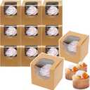 Bakepacker Auto-pop up Cupcake Boxes 30-Packs Individual Cupcake Container Brown 3.5" x 3.5" x 3.5" Single Cupcake Boxes