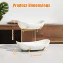 2 Tier Ceramic Fruit Bowl for Kitchen Counter, Tiered Fruit Basket for Countertop, Modern Multi Layer Fruit Display Stand for Party, Cute (Gold&White, Small) 1