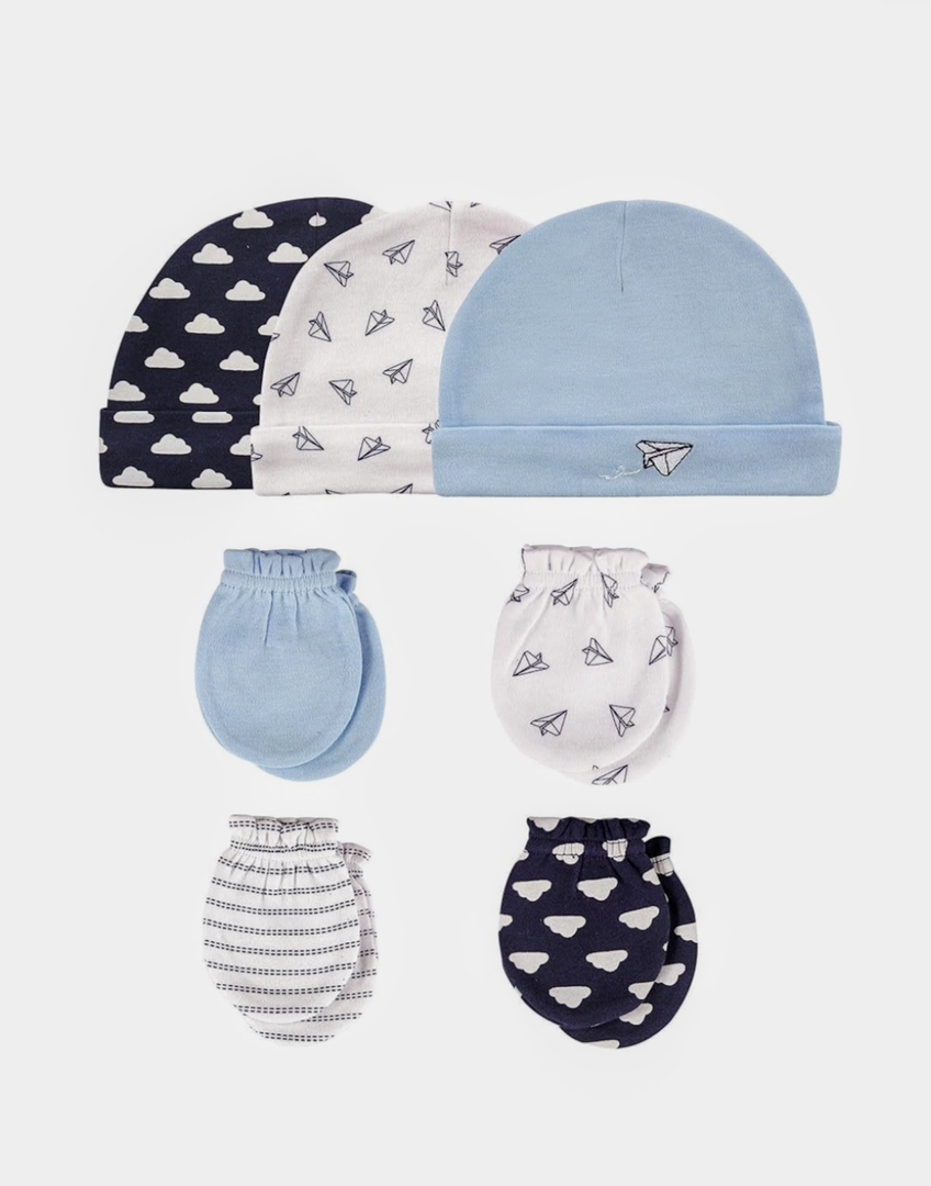 Hudson Baby Unisex Baby Cotton Cap and Scratch Mitten Set