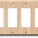 Wood Grain 4-Gang Light Switch Cover Outlet Covers Wall Plate Electrical Receptacle Switchplate Decorate Plug Cover For Living Room Bathroom Bedroom Kitchen 8.2x4.4 Inches