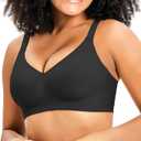 Bras for Women Wireless Push Up Seamless Wire-Free Bras Full Support T-Shirt Bra V Neck Comfortable Adjustable Bra (Medium)