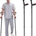 VEVOR Forearm Crutches for Adults, Folding Walking Forearm Crutches with 10-Level Adjustable Height, Lightweight Aluminum Medical Crutches with Open Cuff for Leg Injury Surgery Disabled, 1 Pair 350LBS