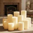 12 Pack Ivory Pillar Candles Bulk Set, 3x3/6/8 Inch - 4 Each Size, Dripless Smokeless Clean Burning for Wedding Centerpieces, Home Decor, Church, Romantic Ambiance