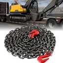 BEAMNOVA 3/8 Inch 20Ft Tow Chains, 7100lbs Working Load, Grab Hooks, Heavy Duty Trailer Safety Chain, Grade 80 Log Chain, Towing Accessories for Trucks Car Vehicle, Binder Recovery Chain