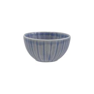 Creative Co-Op Medium Stoneware Ribbed Bowl with Reactive Glaze, Light Blue, Set of 4