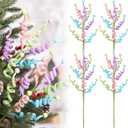 4 Pcs 16.5 inch Christmas Pastel Tree Picks Glitter Curly Spray Tree Topper Decorations Candy Cane Style Frosted Spiral Stems for Xmas Party Wreath Vase Garland Home Centerpieces