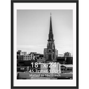 Hoikwo 18x24 Black Picture Frame, Display Pictures 16x20 with Mat or 18x24 Without Mat, 1 Pack 18 by 24 Frame for Wall Hanging
