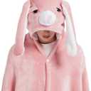 NAFLEAP Wearable Hooded Blanket for Adult Kids, Animal Blanket Hoodie Women Girl Fleece Sherpa Christmas Gift (Adult Pink Bunny)