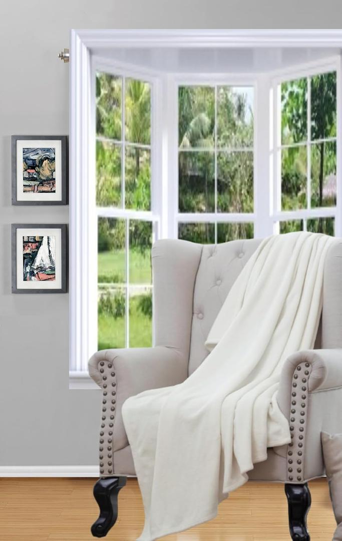 Small Throw Super Soft Blanket Microplush Comfort Cozy Fleece 50" Inch (W) x 60" inch (L) (Ivory Beige)