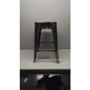 Flash Furniture 30"H Commercial Modern Metal Backless Barstool, Indoor/Outdoor Industrial Square Stacking Bar Stool for Patio Bars/Restaurants, Black (Set of 1)