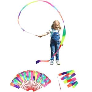 Dervea 20 Pack Ribbon Dancing Wands Party Favors for Kids, Rainbow Birthday Decorations, Princess Party Supplies, Girls Party Games, Gymnastics Goody Bag Stuffers (Rainbow)