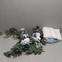Floroom Arch Flowers with Drapes Kit (Pack of 4) - 2pcs Artificial Dusty Blue & Navy Blue Floral Swag Arrangement with 2pcs Draping Fabric for Wedding Ceremony Arbor and Reception Backdrop Decoration