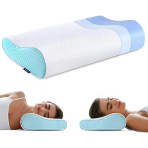 Memory Foam Pillows Neck Pillow Bed Pillow for Sleeping Ergonomic Cervical Contour Pillow for Side Back Stomach Sleeper for Neck and Shoulder Pain