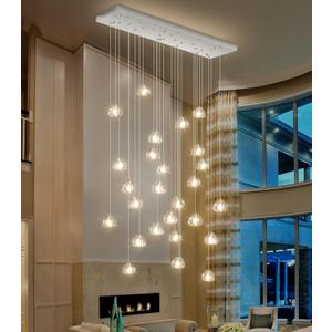 HAIXIANG LED Rectangular Glam Chandeliers for Living Room Dining Room Light Dimmable High Ceiling Pendant Lights Fixtures Lighting 26-Lights Foyer Entryway Lighting Brushed Nickel