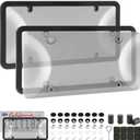 Alpmosn License Plate Covers & Frames Combo, License Plate Cover with Screw Washers and Cap, Car Exterior Accessories Grey (2-Pack)