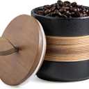 Ceramic Jar with Lid, Coffee Container Kitchen Food Storage Jars for Spice Sugar Tea Bag, Stackable Decorative Jars for Countertop, Black & 18 fl.oz