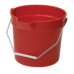 Winco Heavy-Duty Plastic Bucket/Utility Pail with Pour Spout, 10 Quarts, Red