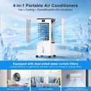 Portable Air Conditioners, 4-IN-1 Evaporative Air Cooler, Portable AC Unit w/ 4 Modes & 3 Speeds, Swamp Cooler w/ 12H Timer & Remote, Fast Cooling Room Air Conditioner for Bedroom Home Office Garage