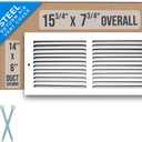 Fits 14x6 Duct Opening | Steel Return Air Grille by Handua | Vent Cover Grill for Sidewall and Ceiling | White | HVAC Cold Air Intake Grille | Outer Dimensions: 15.75"W X 7.75"H