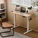 35" Electric Standing Desk, Small Sit Stand up Desk, Light Walnut, 35" x 20"
