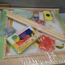 Kids Easel Including 100+ Accessories, Rundad Double Sided Wooden Easel for Kids Age 3-8 with Magnetic Chalkboard & Painting Board, Free Height Adjustable Art Easel Supplies for Toddlers, 50 X 22 X 7 Inches