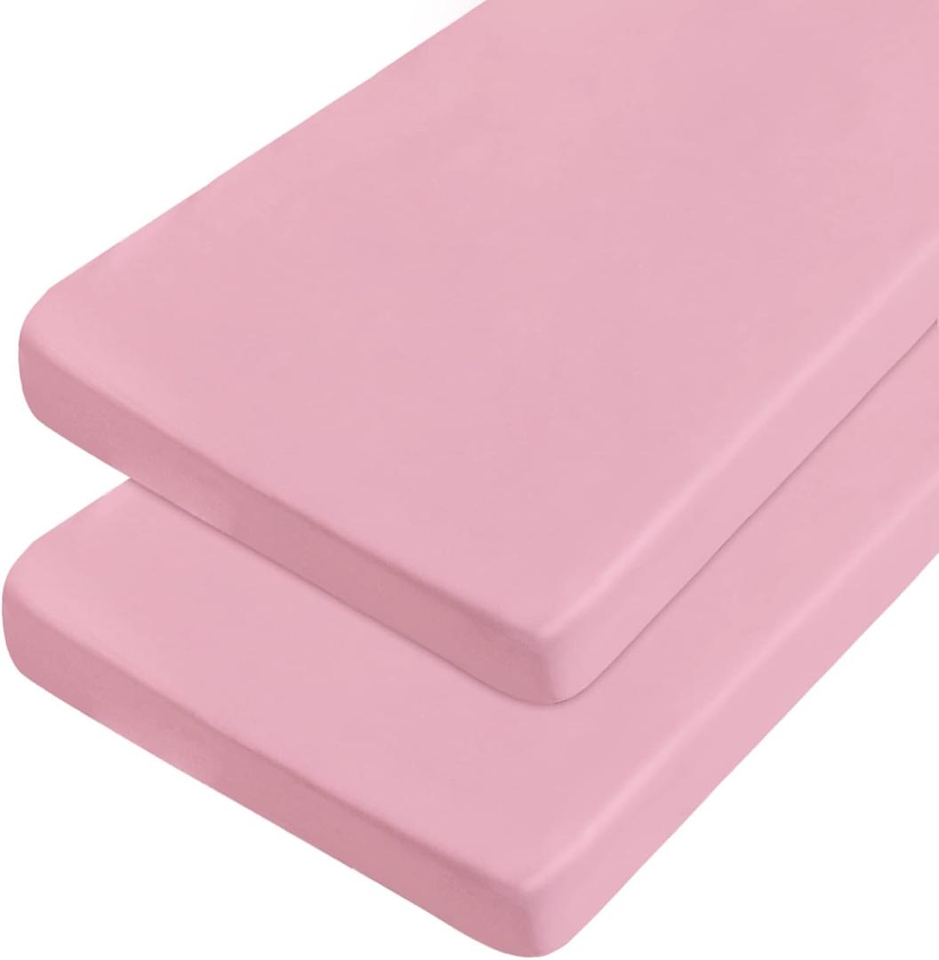 2 x Cot Sheets 31" x 75", 2 Pack Cot Size Sheet Fitted with Narrow Twin/Camp Bunk/Rvs Bunk/Guest Beds/Army Cots/Trifold Mattress, Super Soft Breathable Microfiber Bed Cover, Bottom Sheet, Pink
