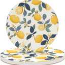2 x 1 Piece Lemon Coasters for Drinks Absorbing Round Ceramic Stone Coaster with Cork Base Tabletop Protection Mat for Mugs and Cups,Kitchen