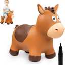 ZOOJOY Bouncy Horse Hopping Toys, Inflatable Animal Horse Toys for Toddlers, Outdoor Indoor Bounce and Ride On Bouncer for Boys Girls, Birthday Gifts for 18 Months 2 3 4 5 6 Year Old with Pump