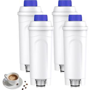 Coffee Machine Filters Replacement for DeLonghi Filter DLSC002, Water Filter Cartridges Activated Carbon Softener, Compatible with ECAM, ESAM, ETAM, BCO, EC. (4 Pack)