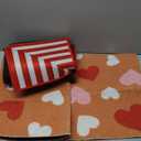 Tinideya 2 Pcs Valentine Door Mat 17"x47" Heart Welcome Non Slip Coir Mats Large Floor Romantic Layering Pink Red White Stripes Doormats Seasonal for Front Porch Entryway Decor(Romantic Heart)