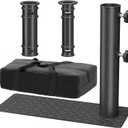 Flag Pole Tire Mount, Heavy Duty Tailgate Flagpole Stand Holder with 4mm Thick Base & Carry Bag, Portable Flagpole Tire Mount for Car Truck RV Camping Tailgating Outdoor Party Events (Small)