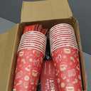 Ziliny 100 Sets Christmas Paper Coffee Cups with Sleeve and Lid Straw Hot Chocolate Cocoa Cups Xmas Holiday Party Supplies for Hot Drinks Cold Beverage Cafe Shop Office(16 oz, Gingerbread Man)