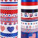 AUGSUN 20 Rolls 4th of July Ribbon, Patriotic American Flag Ribbon Red White and Blue Ribbon 40 Yards Grosgrain Ribbon for DIY Crafts Gift Wrapping Party Decor