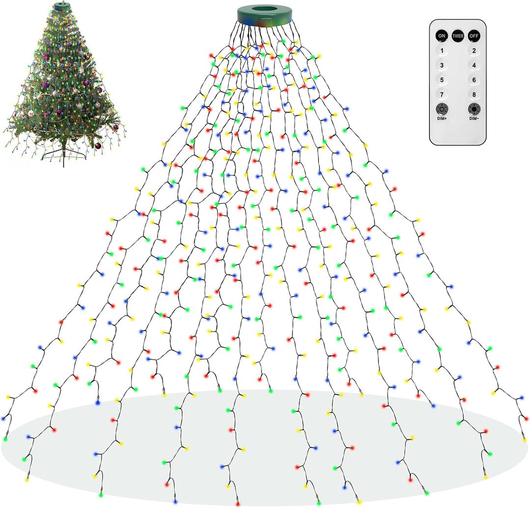 Aneeway 400 LED Christmas Tree Lights, Christmas Lights with 8 Light Modes & Memory Function, 6.6FT x 16 String Light with Timing Function & Remote Control for Xmas Ornaments - Multicolor