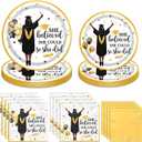 Graduation Plates and Napkins, She Believed She Could So She Did Graduation Decorations Black Gold Grad Dinnerware Set for 2026 College High School Congrats Grad Party Decorations, Serve 25