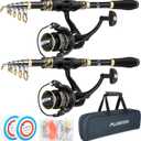 PLUSINNO Fishing Pole, Fishing Rod and Reel Combo,Telescopic Fishing Rod Kit with Spinning Reel, Collapsible Portable Fishing Pole with Carrier Bag for Freshwater Saltwater Fishing Gifts for Men Women, 6.98 ft