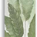 AntExpanse Gallery-quality 100% Hand-Painted 3D Textured Canvas Wall Art with Wooden Frame, Modern Large Green Leaf Oil Painting for Living Room, Bedroom, Dining Room Wall Decor (16x32inch Framed) (Elegant green leaves)