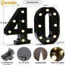 Pooqla Decorative Led Light Up Number Letters, Black Plastic Marquee Number Lights Sign for 40th Birthday Party Wedding Decor Battery Operated Black Number 40