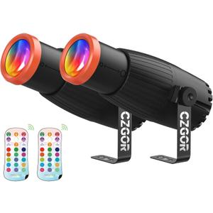 18W Pinspot Light, RGBW Mirror Disco Ball Spotlight with Remote Control, Manual Focus 4 in 1 LED 16 Light Colors, Super Bright Stage Lighting for Party Club Bar Wedding, Modern Orange, 2 Pack