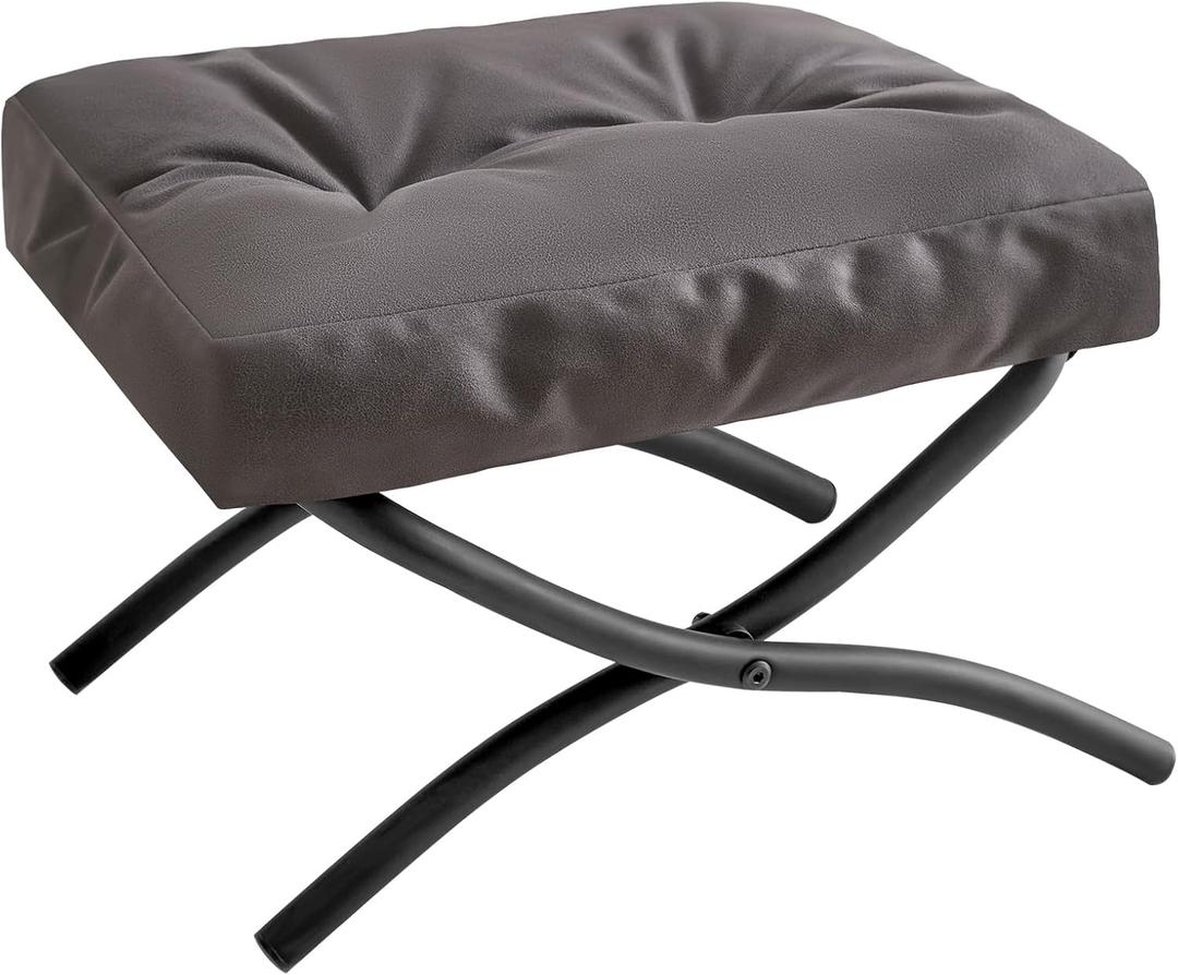 IBUYKE 11.8 H Folding Footrest Stool, Rectangle Small Foot Stool Accent Ottoman for Lazy Chair, Modern Portable Ottoman Foot Rest for Living Room Bedroom, Dark Grey WBD020BG