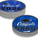 Graduation Party Dinnerware Blue Disposable Paper Plates for Congrats Grad Party Decorations, Serve 80