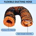 12Inch × 32FT PVC Duct Hose Protable HVAC Duct Hosing for Utility Blower Fan Flexible Duct Hosing with D-Ring & Ajustable Rope